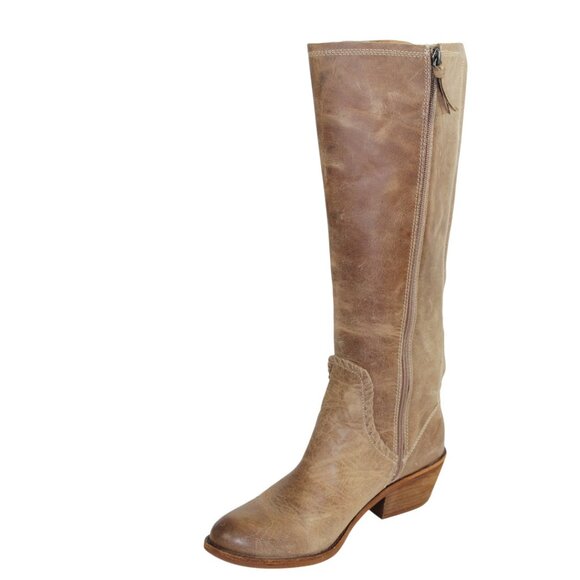 Sofft Anniston Light Taupe Vintage Distressed Leather Tall Side Zipper Boot SZ 9 - Picture 7 of 12